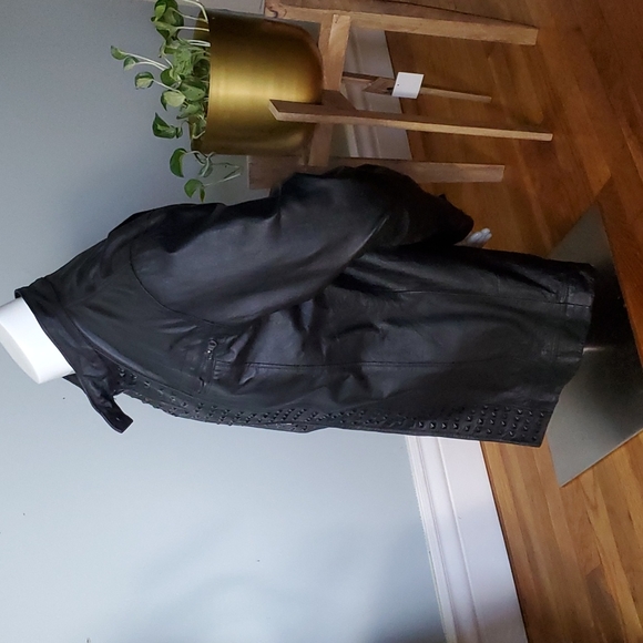 Leather Black Studded Jacket - Picture 2 of 6